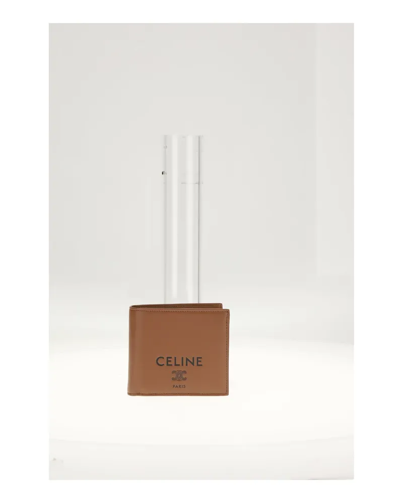 Celine Men's Bi-Fold Wallet Tan-Black Lamb Leather Umbrellas Tan/black Tan