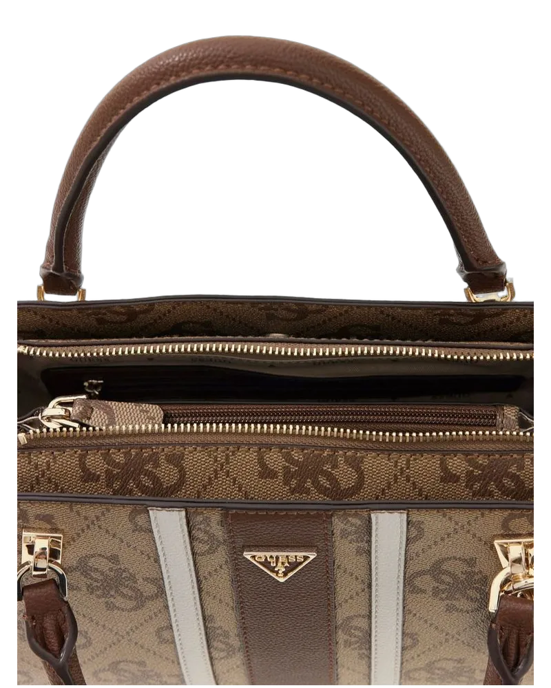 Guess Women's Crossbody Bag Latte Logo-Brown Polyurethane Satchel-bags Brown