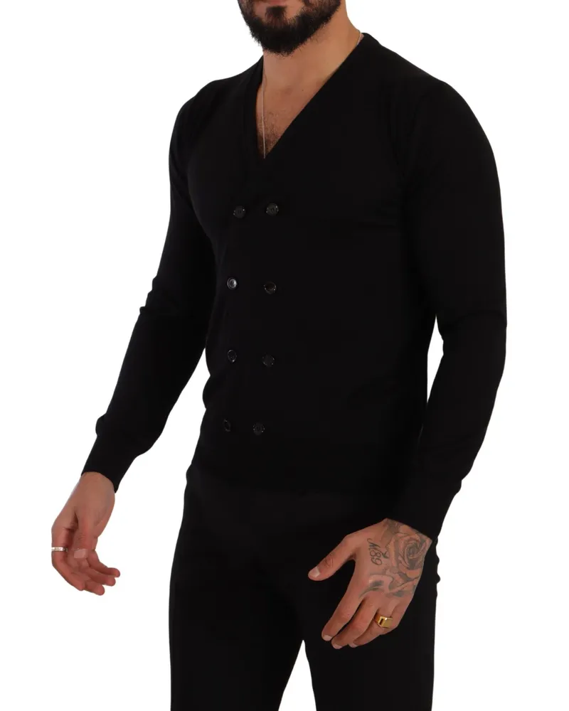 Dolce & Gabbana Men Cashmere Button-Down Cardigan Black Black