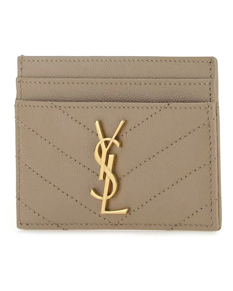 Saint Laurent Women's Beige Leather Card Holder 2721 Portafogli Wallet Beige