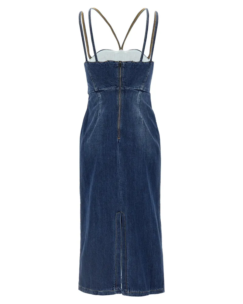Nensi Dojaka Cotton Denim Bustier Dress — Blue Blue