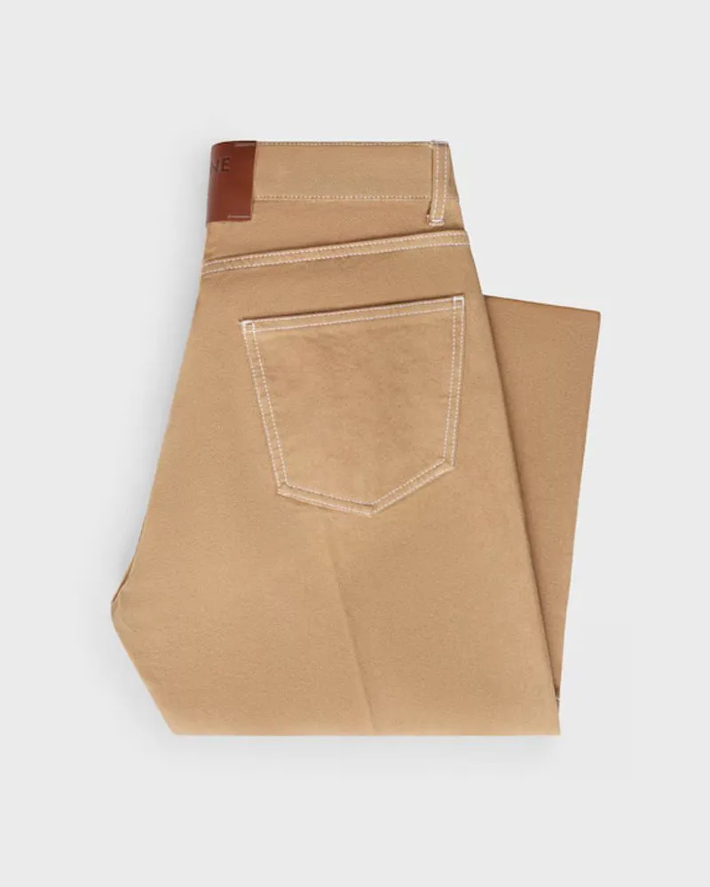 Celine Wide-Leg Cotton-Blend Trousers — Beige Beige