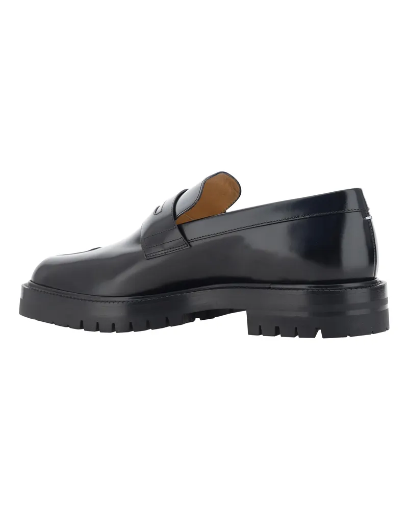 Maison Margiela Men's Loafers Tabi Black Calf Leather Black