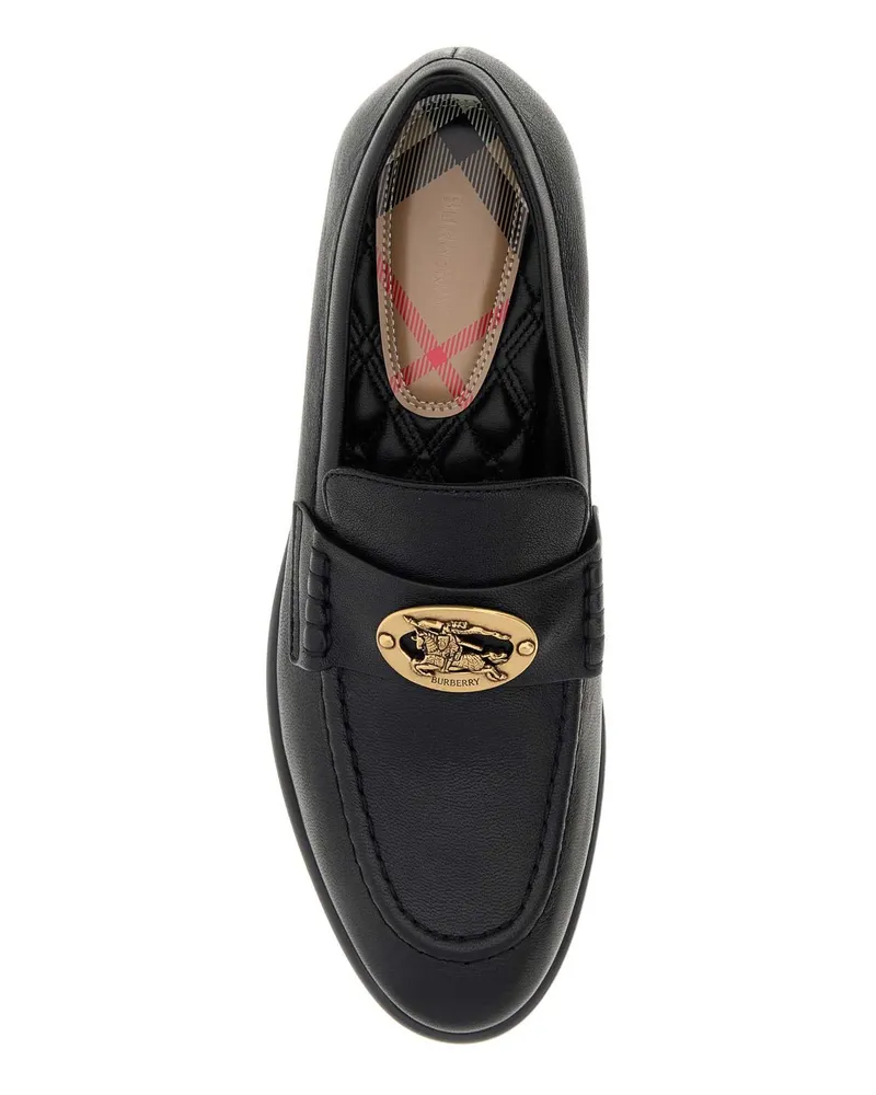 Burberry Leather Logo-Plaque Loafer — Black Black
