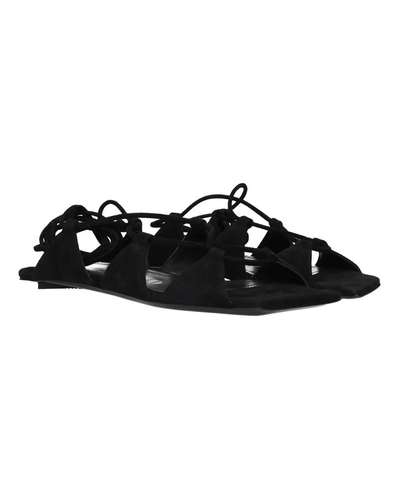 ATTICO Women's Black Leather Flat Sandals Black