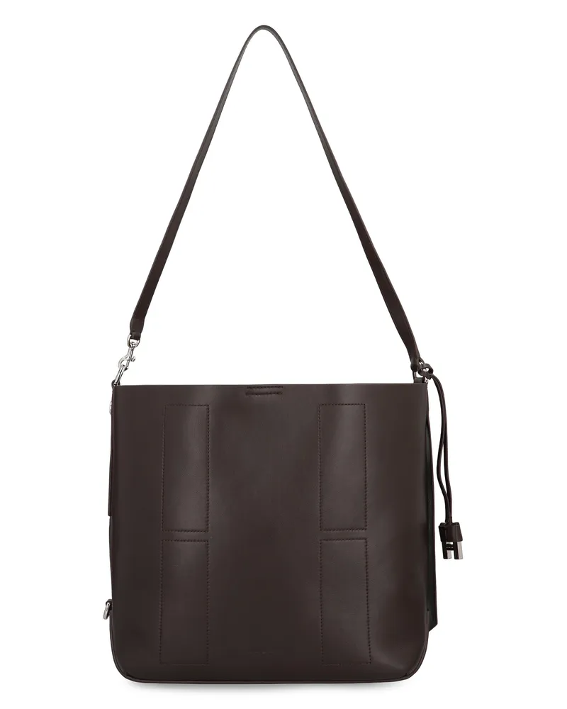 Hogan Women's Hobo Bag Hocket Media Brown Leather Handbags Hand Brown