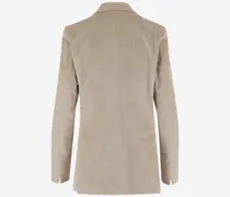Double-Breasted Ribbed Knit Blazer — Ivory
