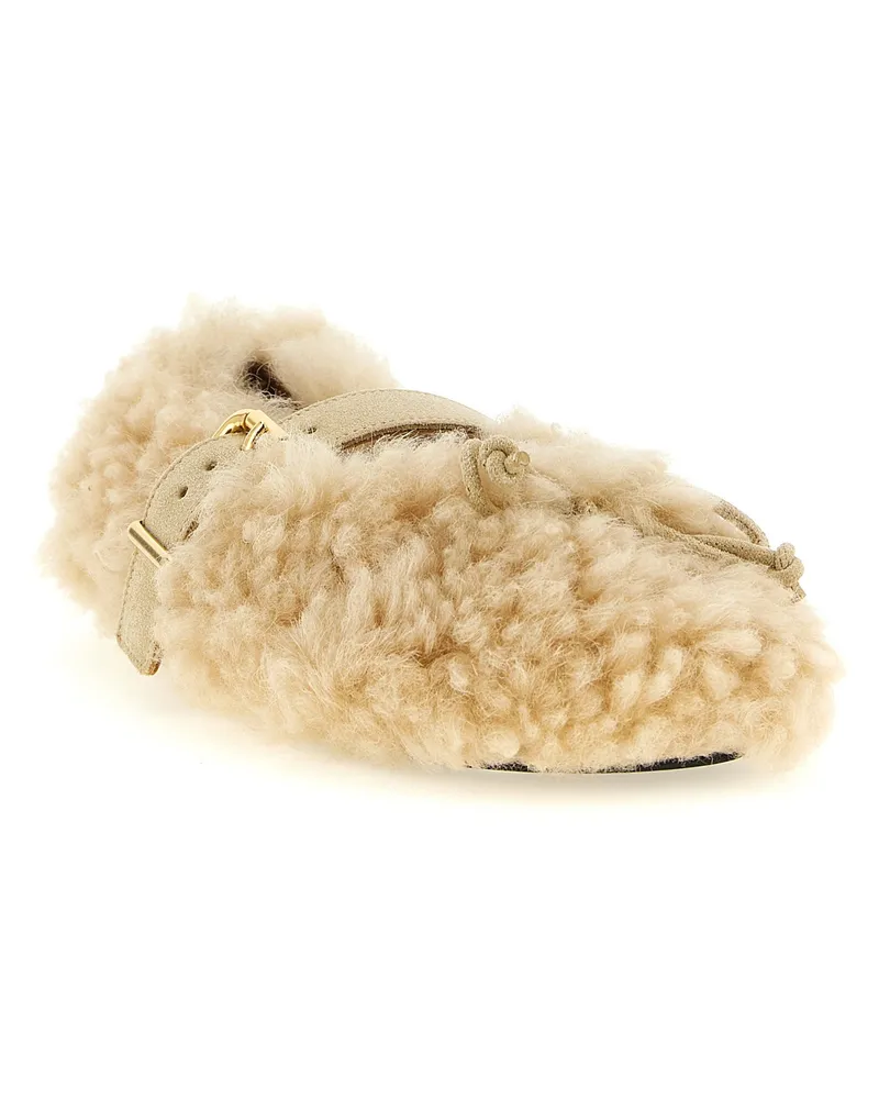 Marni Women's Beige Lambskin Ballet Flats Beige