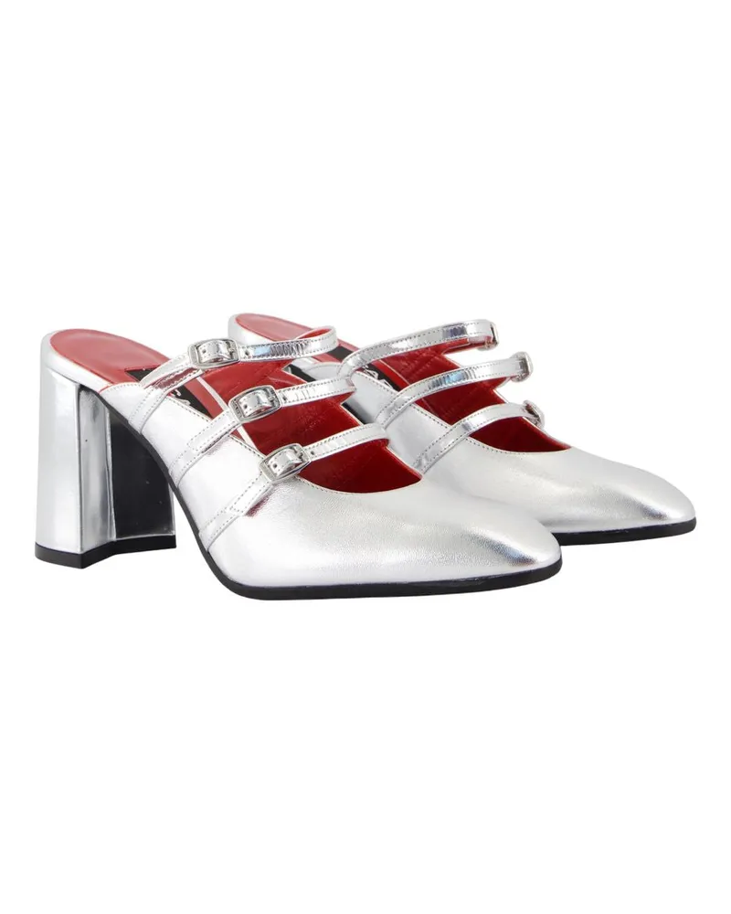 Carel Women's Fatale Sandals -  Leather Silver Calfskin Shoes Mules Silver