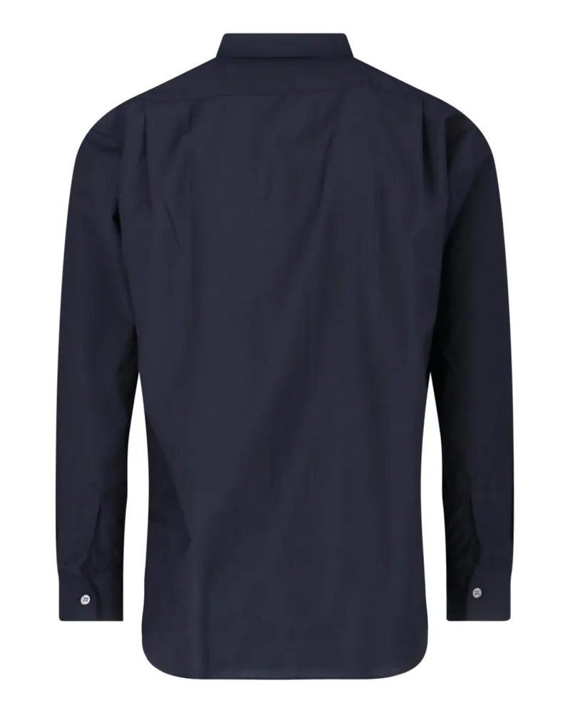 Comme des Garçons Men's Wool Long-Sleeve Shirt Navy Navy