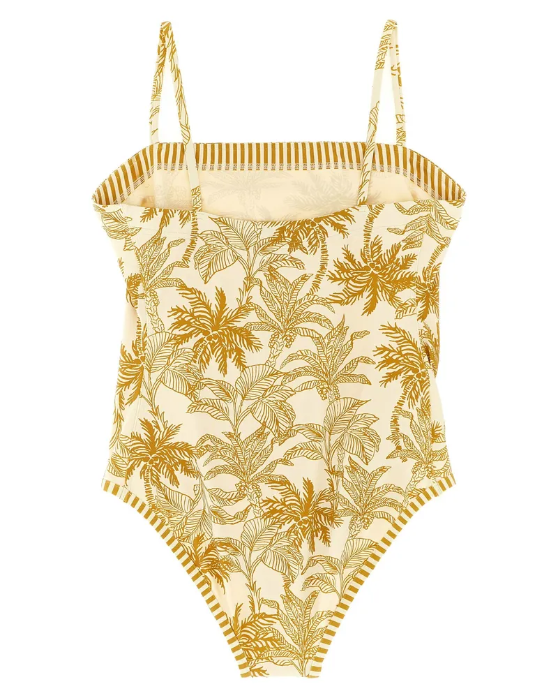 Eres Tropical Leaf Print One-Piece Swimsuit — Cream Cream