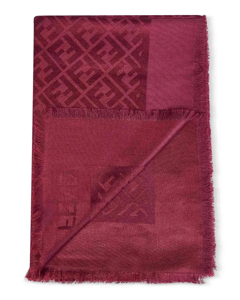Fendi Women's Shawl Ff Silk-Wool Burgundy Scarf Scarfs Burgundy