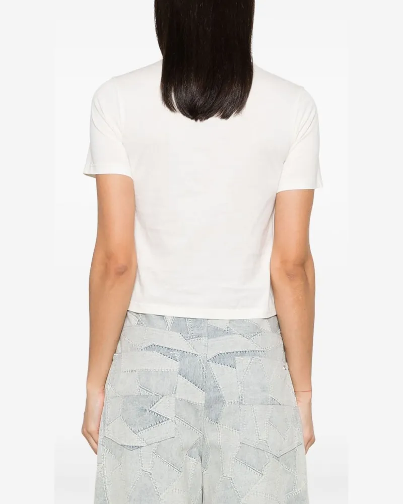 Palm Angels Logo-Embroidered Cotton T-shirt — White White
