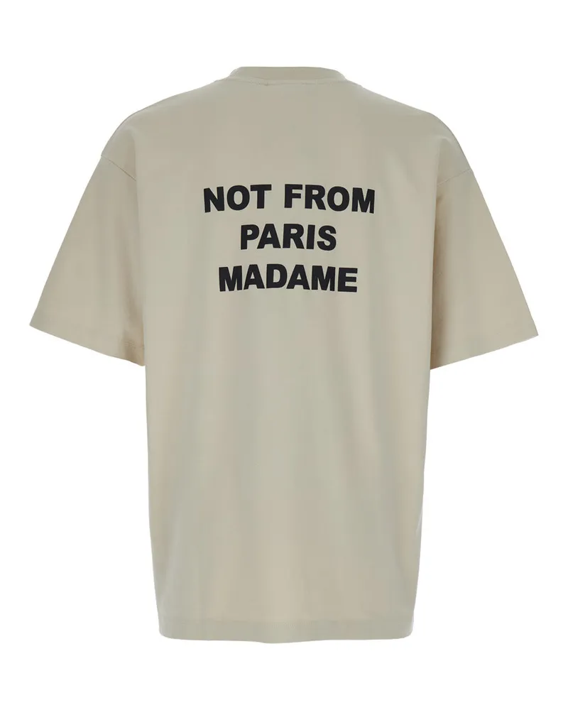 Drôle de Monsieur Logo-Printed Cotton T-Shirt — Beige Beige
