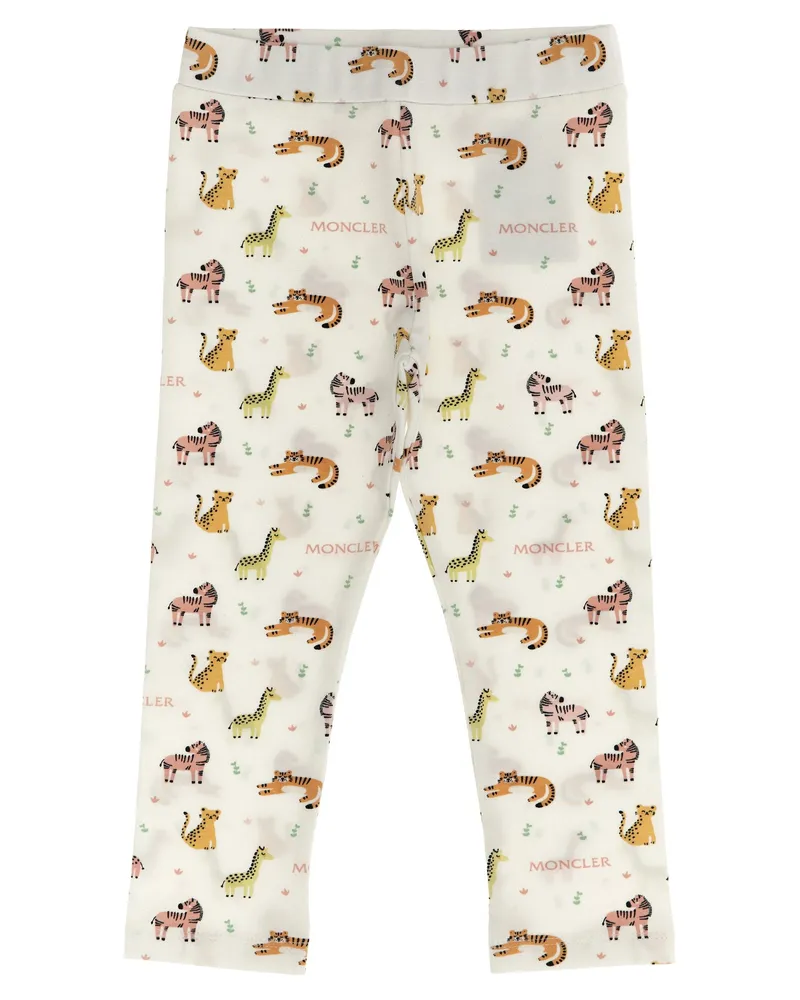 Moncler Ruffled Animal Print T-shirt & Leggings Set — Ivory Ivory
