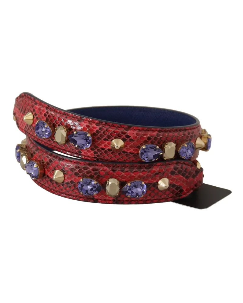 Dolce & Gabbana Women's Red Exotic Leather Crystals Bag Shoulder Strap Python Red