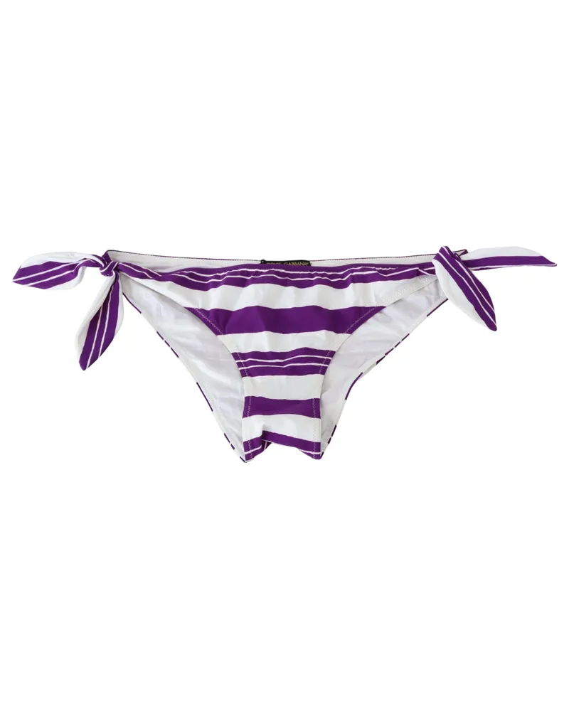 Dolce & Gabbana Women Purple White Stripes Beachwear Bikini Bottom Nylon Elastane Clothing Purple