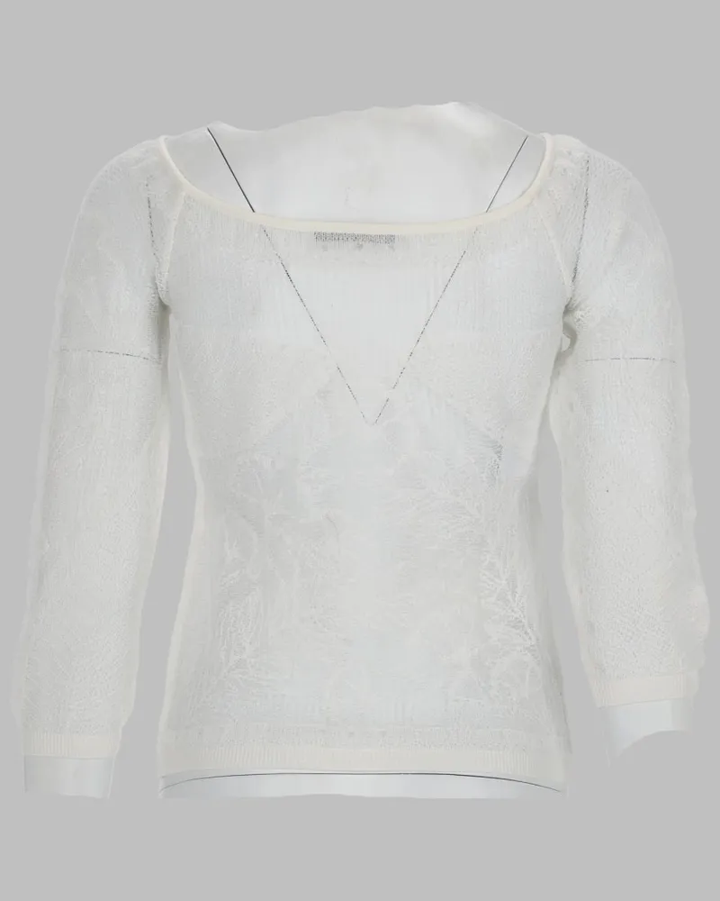 Alberta Ferretti Viscose Net-Knit Blouse — White White