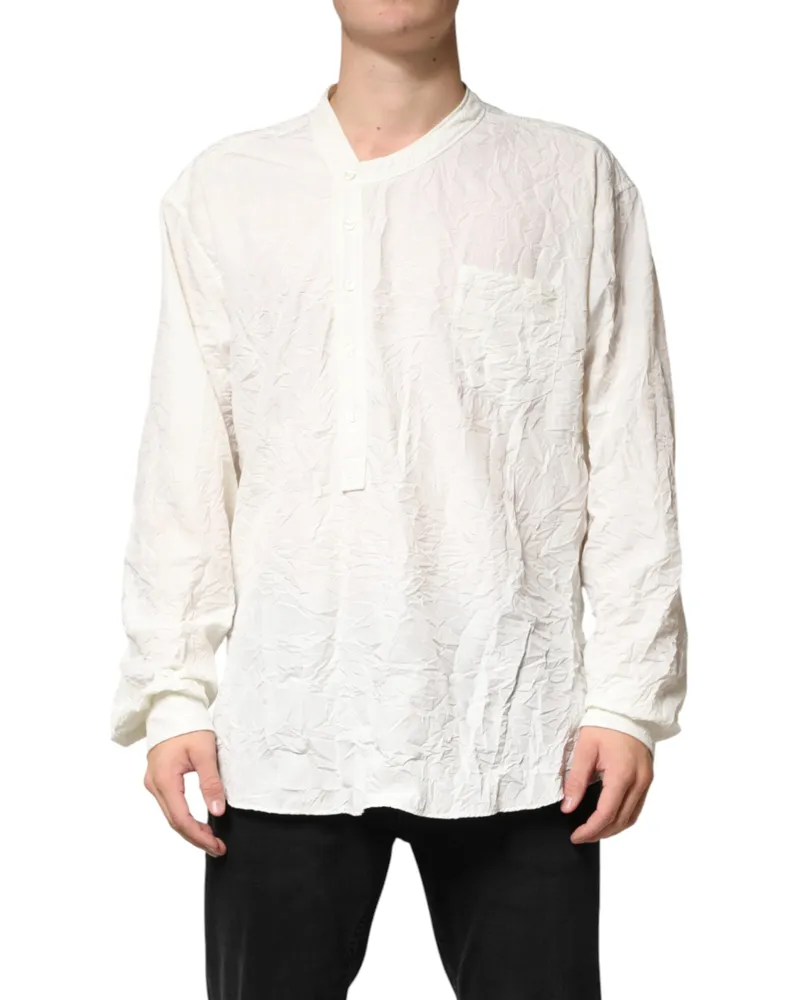 Dolce & Gabbana White Cotton Men Long Sleeves Shirt White