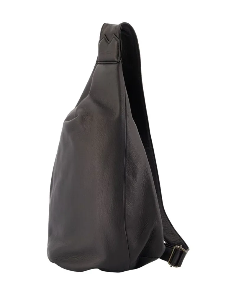 Yohji Yamamoto Unisex Tuck Sling M Crossbody -  Leather Black Cowhide Bags Crossbodies Black