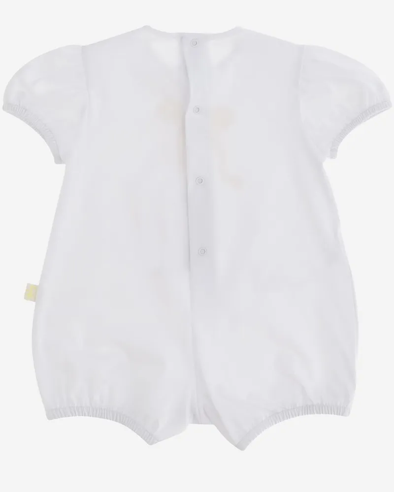 Il Gufo Girls' Stretch Cotton Sleepsuit White-Yellow Elastane Babygrow Sets White/yellow White