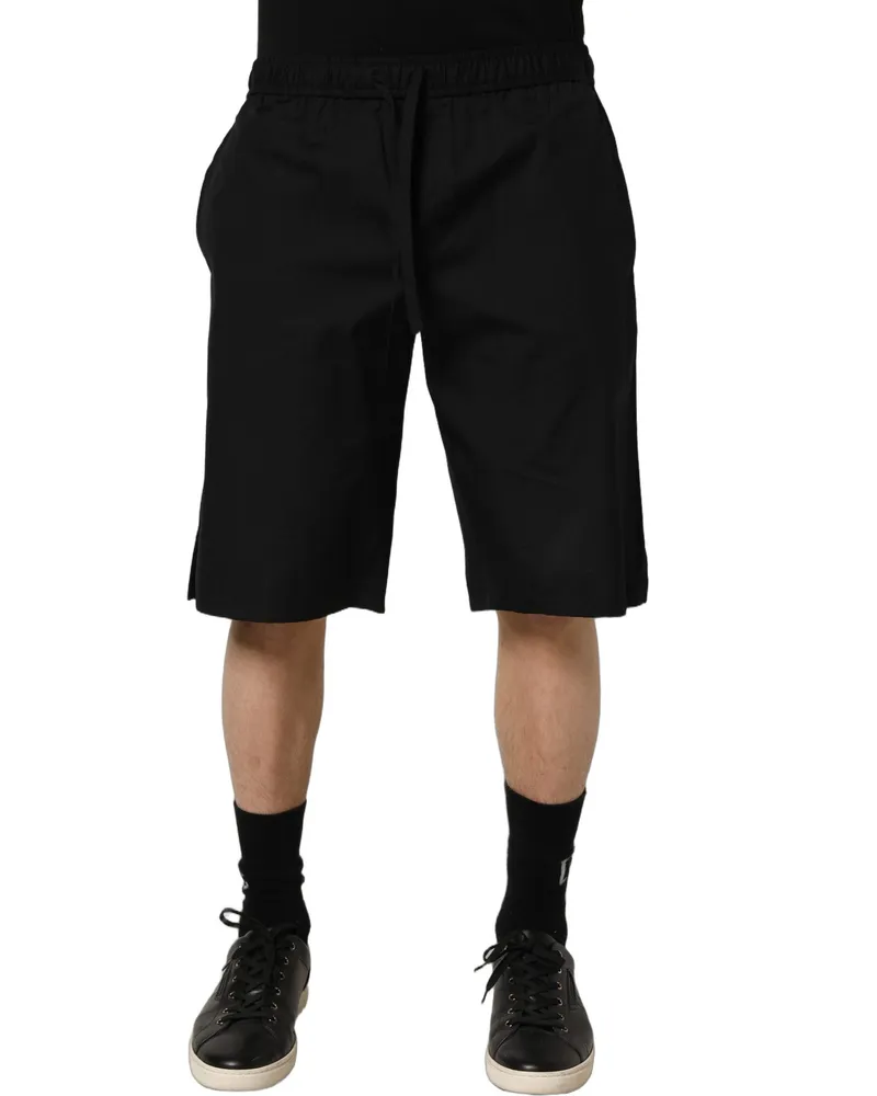Dolce & Gabbana Black Cotton Sweatshorts Men Bermuda Shorts Black