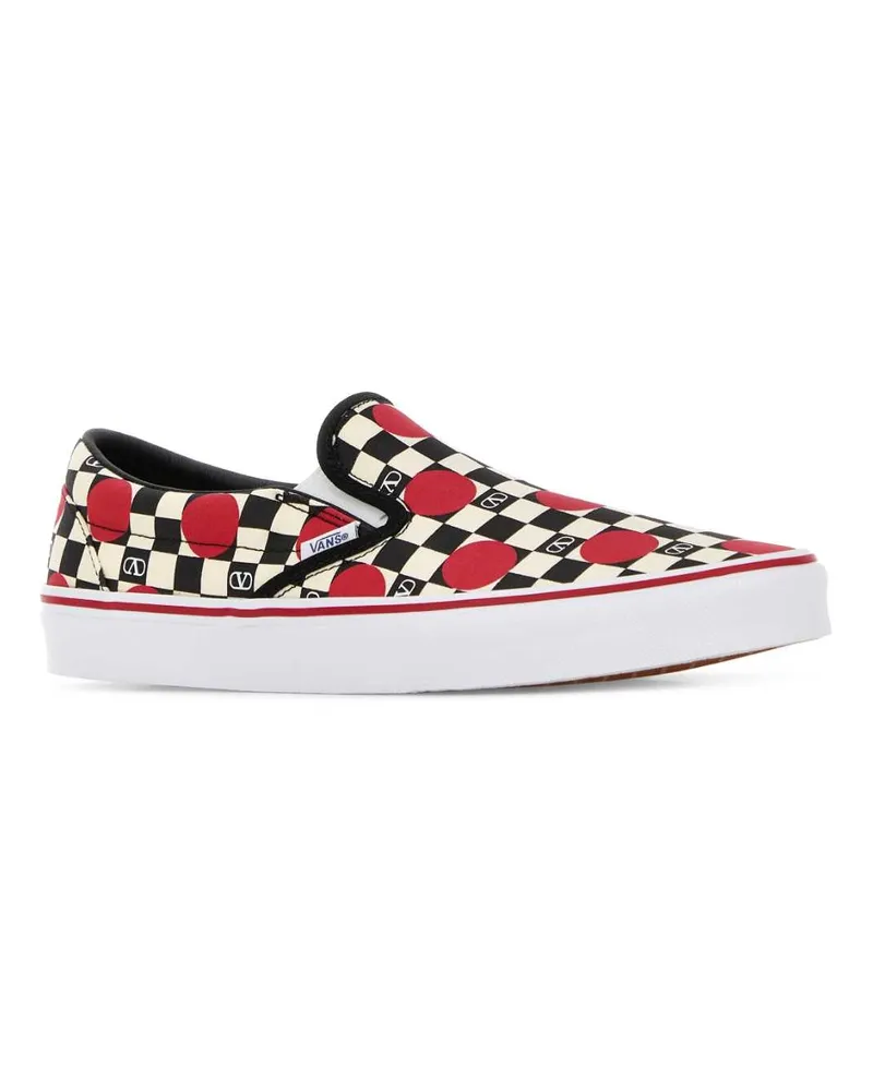 Valentino Garavani Men's Printed Canvas  X Vans Classic Slip-On Slip-Ons Burronerorougepurnerobiarpmie Cotton Sneaker Red