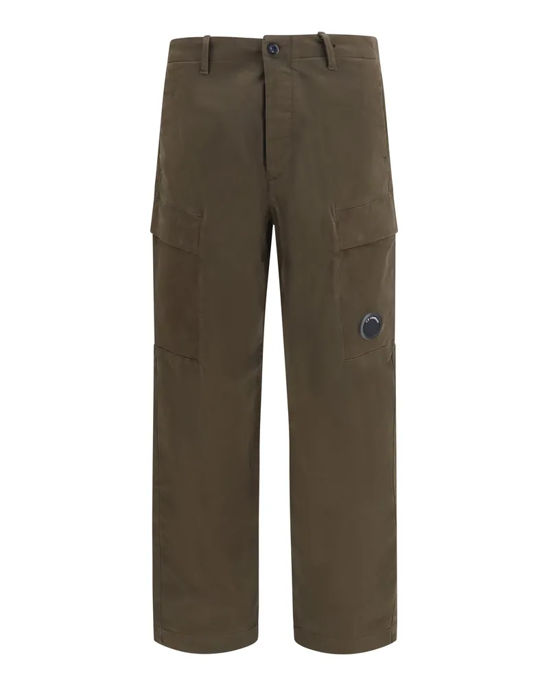 C.P. Company Stretch Cotton Satin Cargo Pants — Green Green