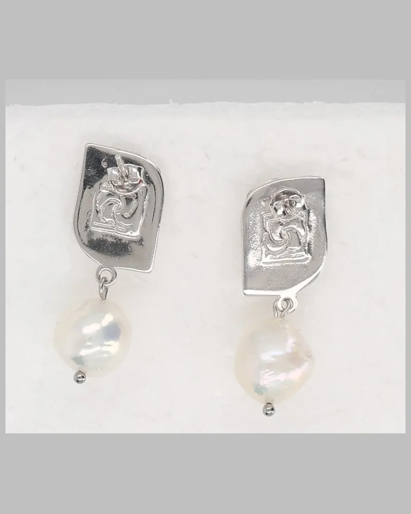 Magda Butrym Rhodium Drop Earrings — Silver Silver