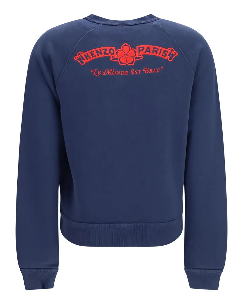 Kenzo Women's Paris Emblem Embroidered Cotton Sweatshirt Blue Black Sweatshirts Sweater Navy