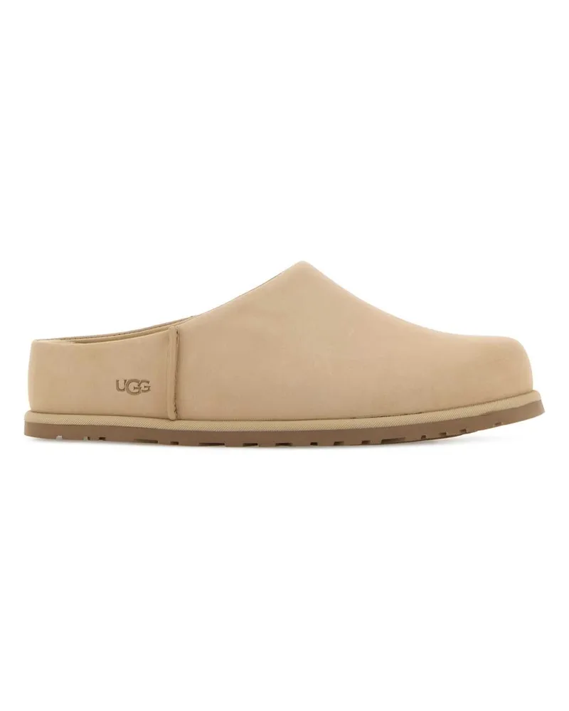 UGG Women's Sand Leather Otzo Slippers Mustardseed Flat Shoes Beige
