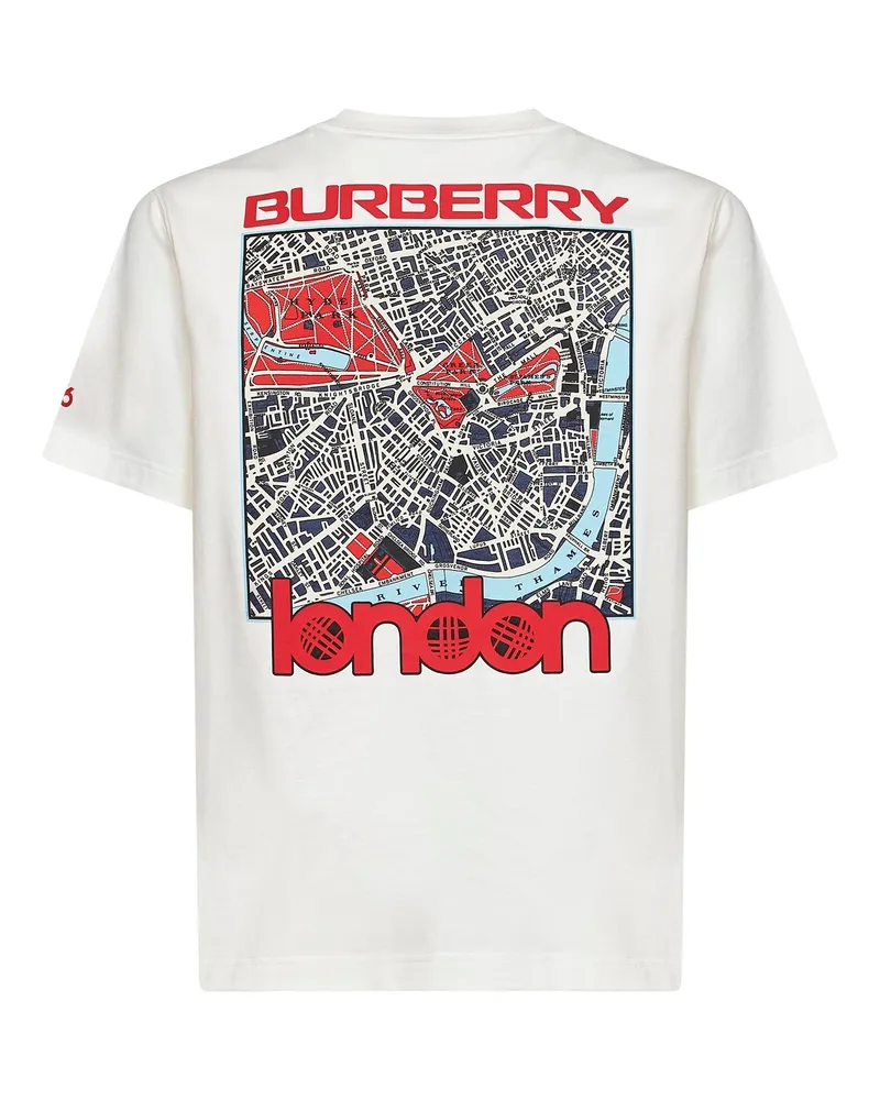 Burberry London Map Print Cotton T-Shirt — White White
