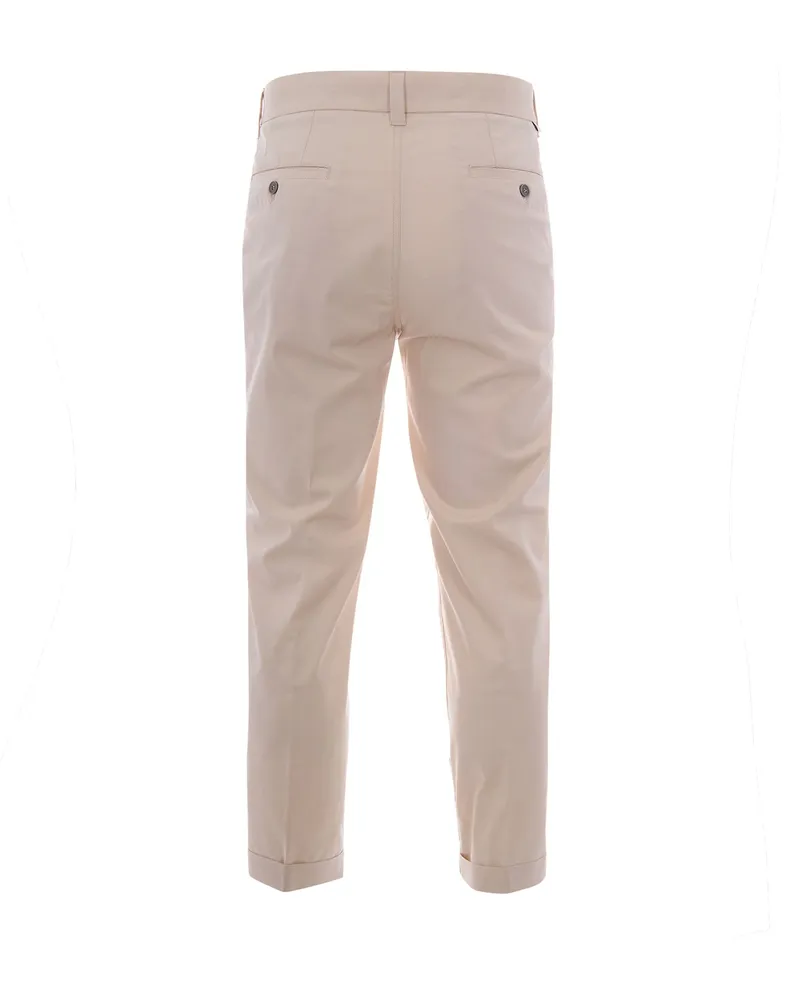Paolo Pecora Milano Men's Chino Trousers Beige Cotton Beige