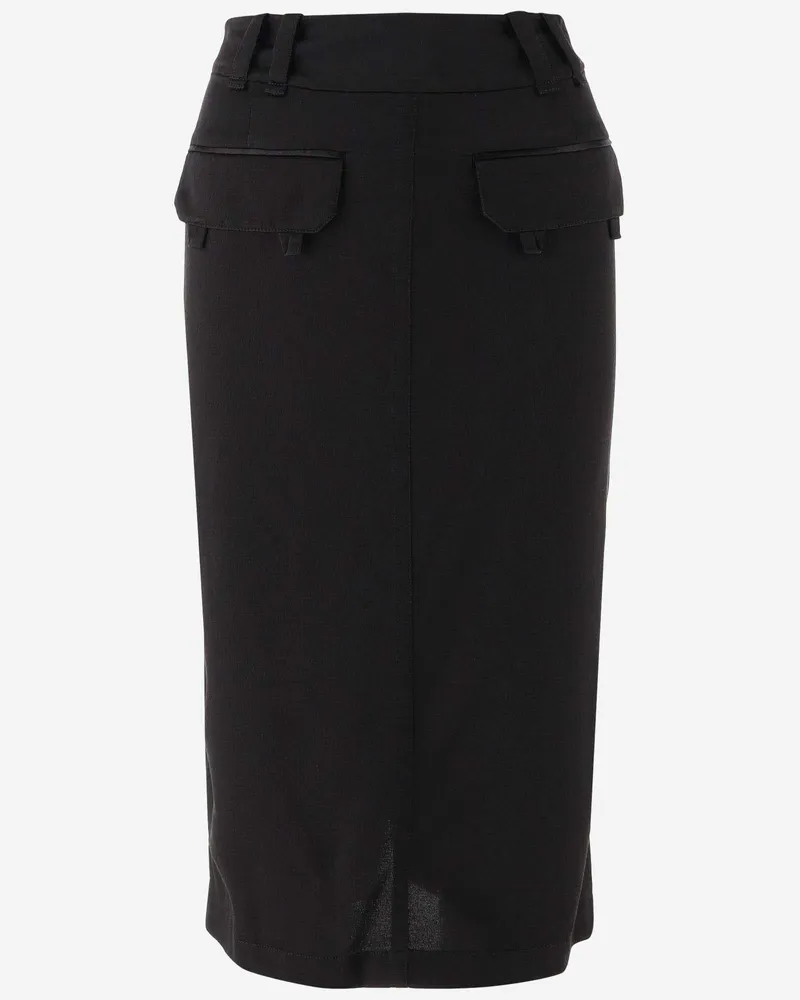 Saint Laurent Women's Black Silk Button-Front Skirt Black