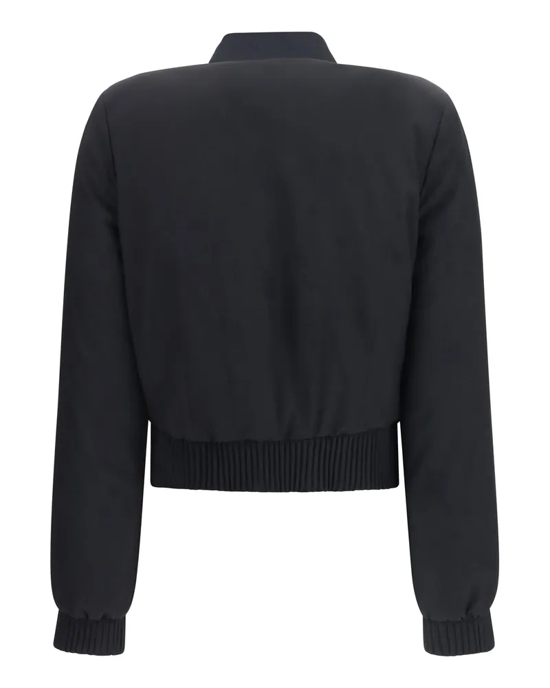Alexander McQueen Women's Buttoned Bomber Jacket With Visible Stitching Black Black