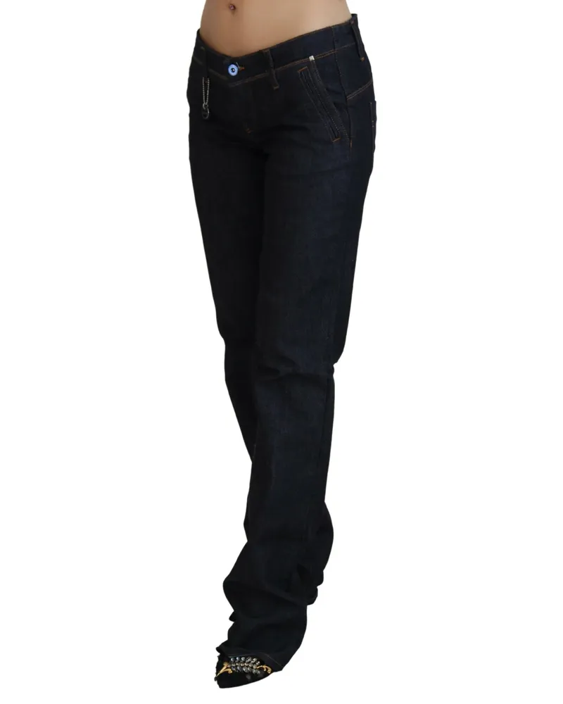 CoSTUME NATIONAL Women's Blue Low Waist Straight Denim Pants Jeans Cotton Blue