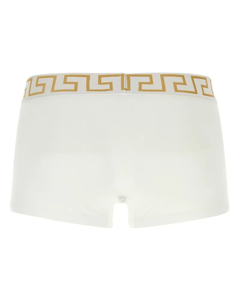 Versace Men's Underpants Low Rise Trunk Stretch Bio Cotton Jers Whitegreekgold 1.outer Fabric:elastane Intimo Underwear White