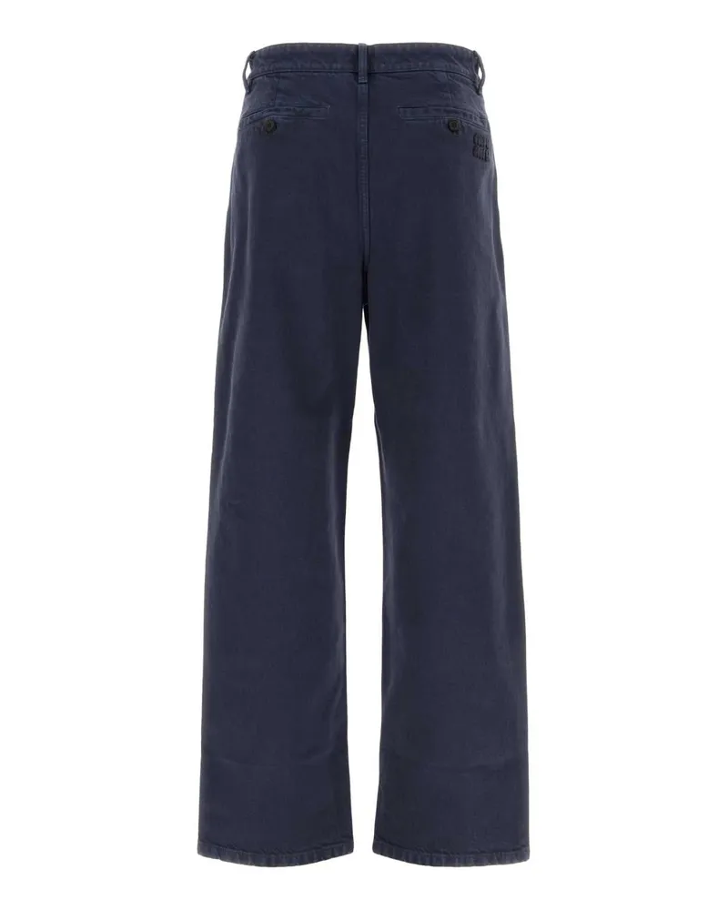 Miu Miu Women's Navy Blue Gabardine Pant Ematite Exterior: Cotton Pantaloni Trousers Navy