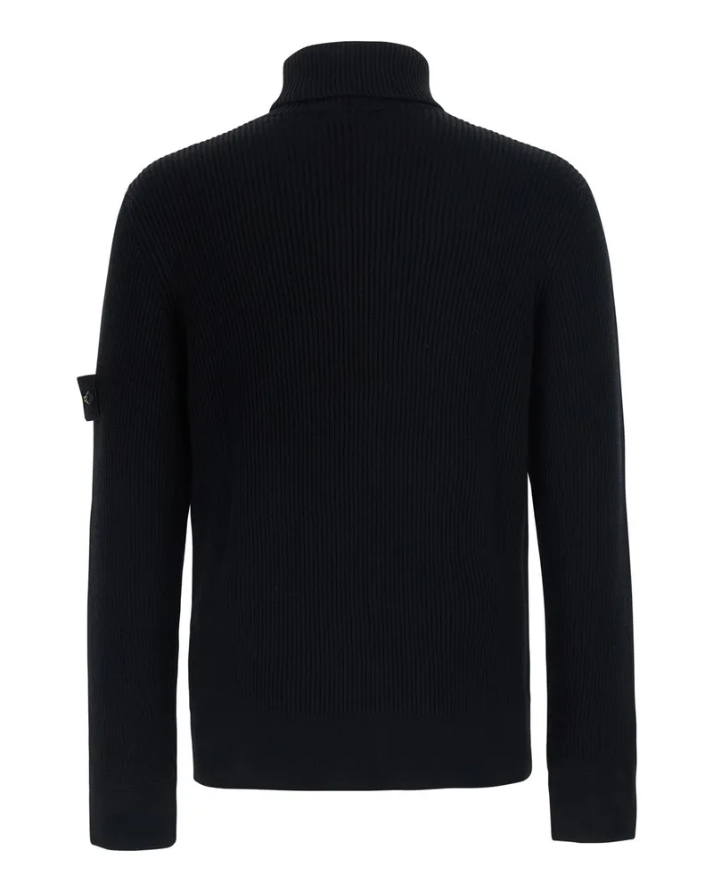 Stone Island Men's Sweater High-Collar Wool Black Tops Top Black