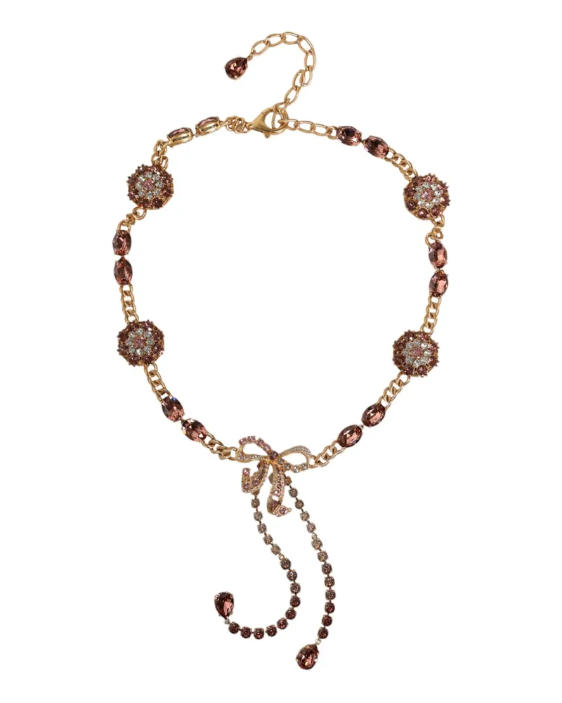 Dolce & Gabbana Women's Gold Tone Brass Crystal Embellished Belt Real Glass Gold