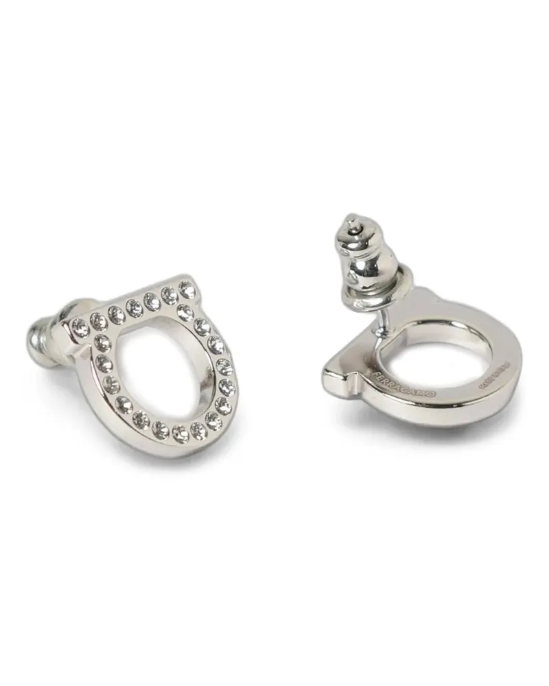 Ferragamo Gancini Crystals Earrings — Silver Silver