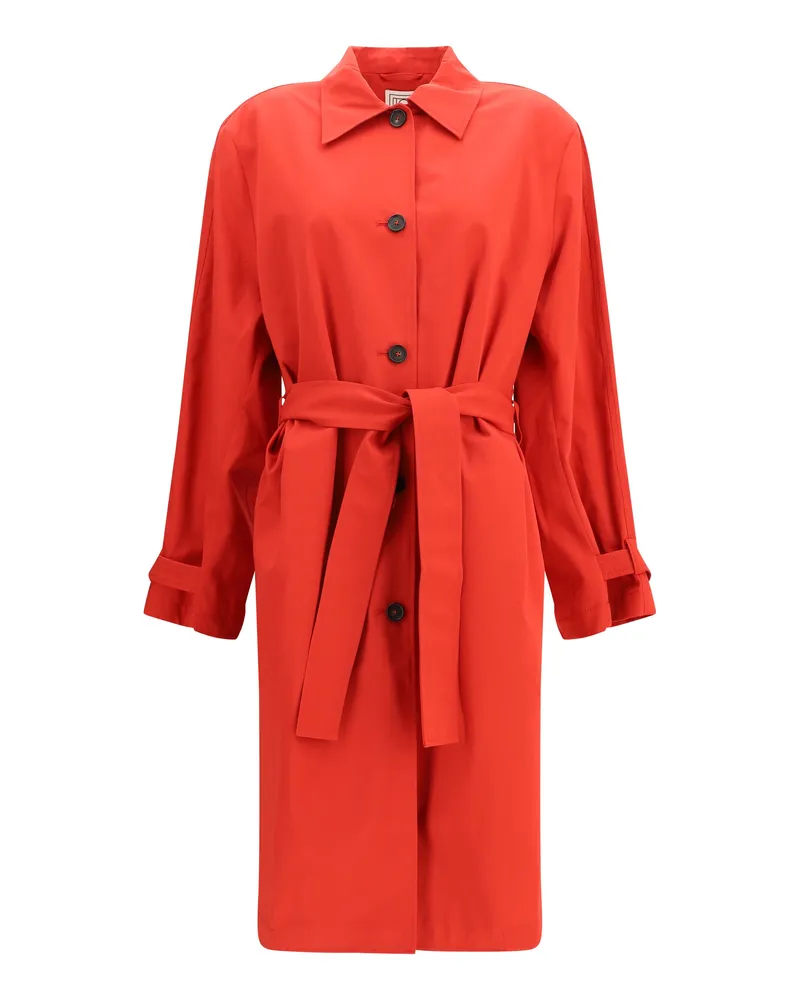 Totême Lightweight Cotton Trench Coat — Red Red