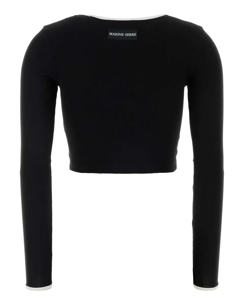 Marine Serre Women's Black Cotton T-Shirt Bk96blackwhite Exterior Exterior: T-shirts And Polos Black