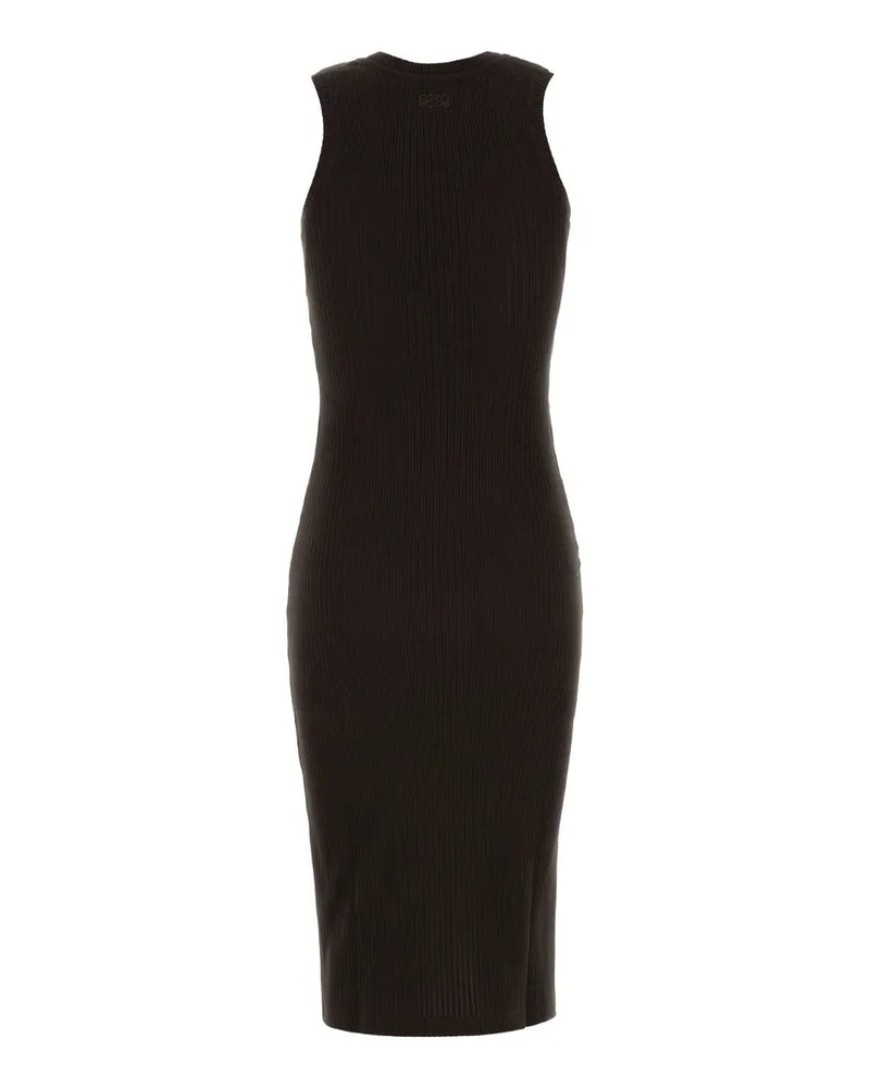Loewe Stretch Cotton Ribbed Dress — Brown Brown