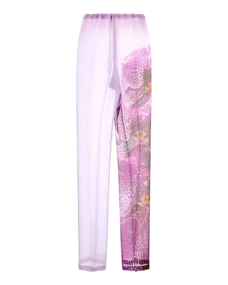 Dries van Noten Women's Lilac Crepe Pachas Pant Fuchsia Exterior: Polyester Pantaloni Trousers Pink