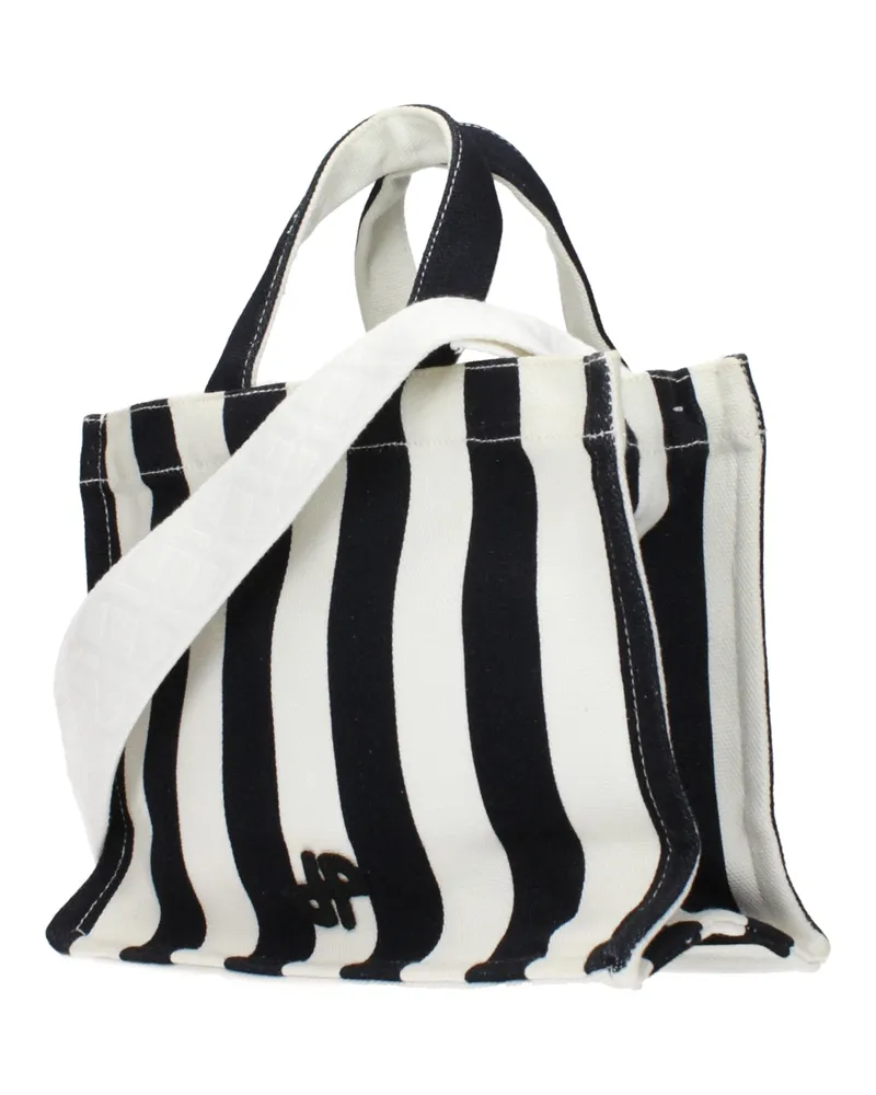 Patou Striped Canvas Tote Bag — Black Black