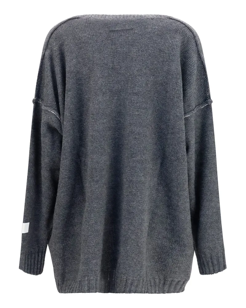 Maison Margiela Women Oversized V-Neck Sweater Grey Melange Gray