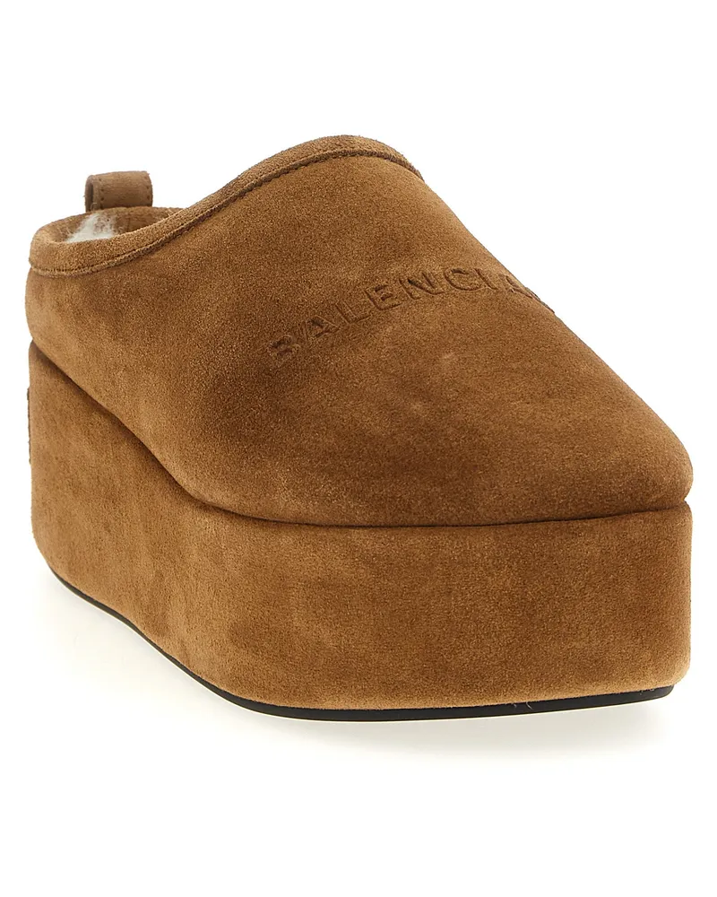 Balenciaga Women's Brown Calfskin Mules Brown
