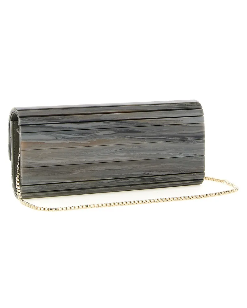 Jimmy Choo Women's Sweetie Clutch Gray Polyester Leather Brass Grey