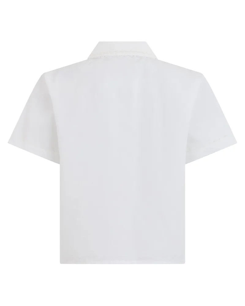 Miu Miu Women's Short-Sleeved White Cotton Shirt 